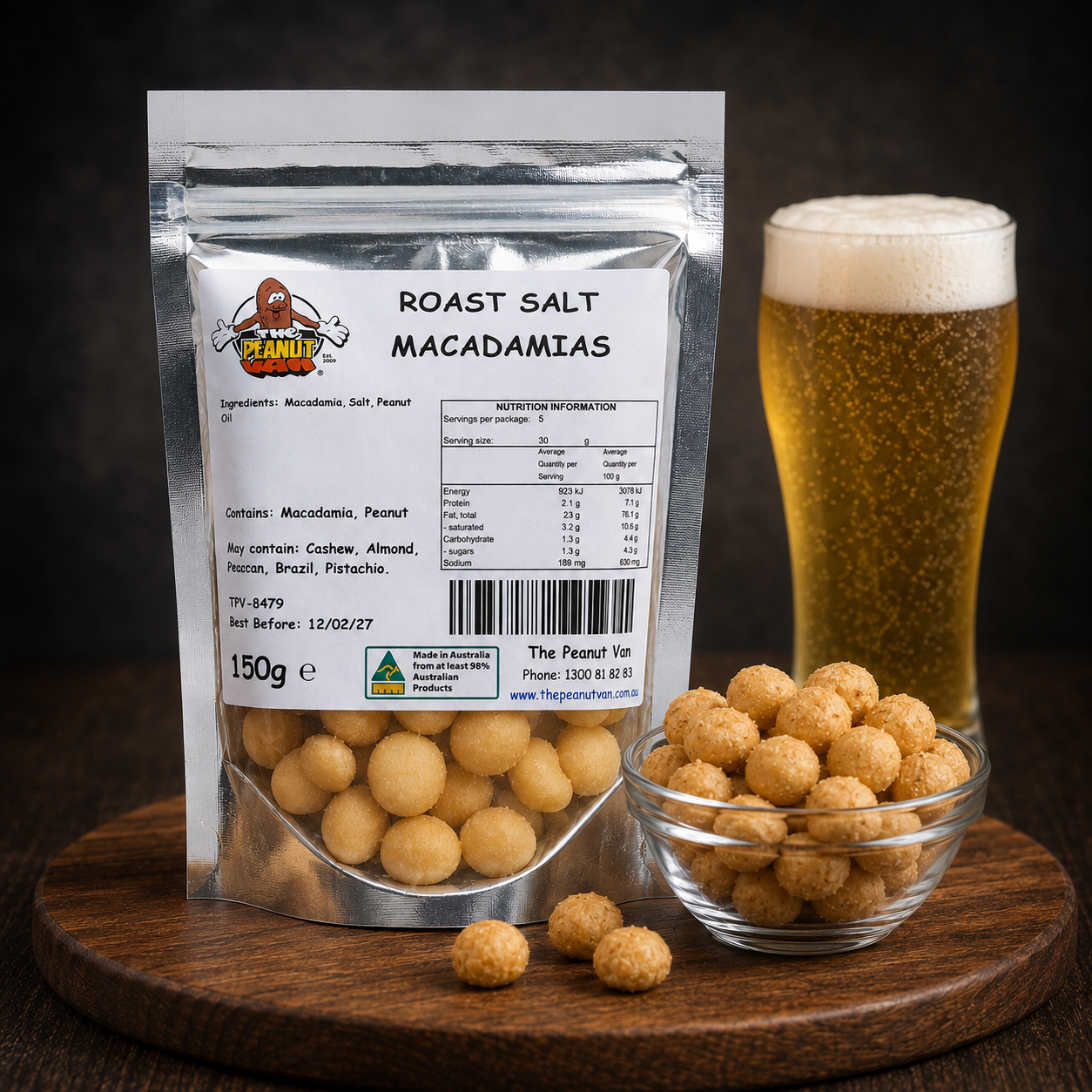Macadamia - Roast Salt by The Peanut Van - pack and serving