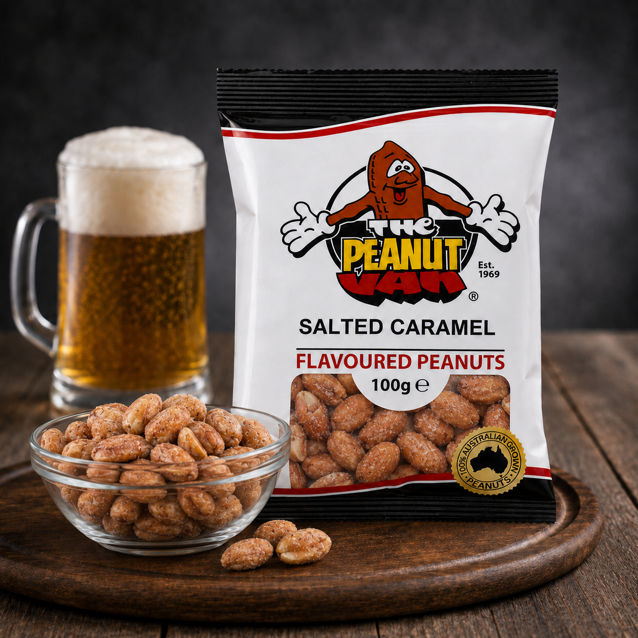 Salted Caramel by The Peanut Van - pack and serving